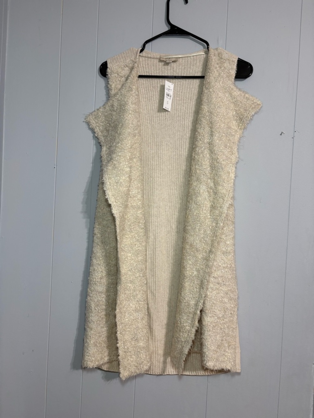 LOFT Cream Sleeveless Open-Front Cardigan Vest